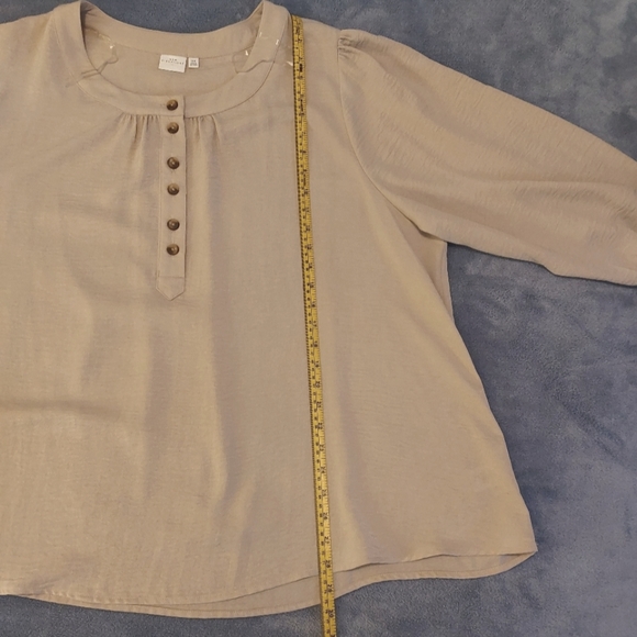 New Directions EUC Soft Round Neck Blouse Plus Size 3X Beige/Tan - Picture 5 of 10